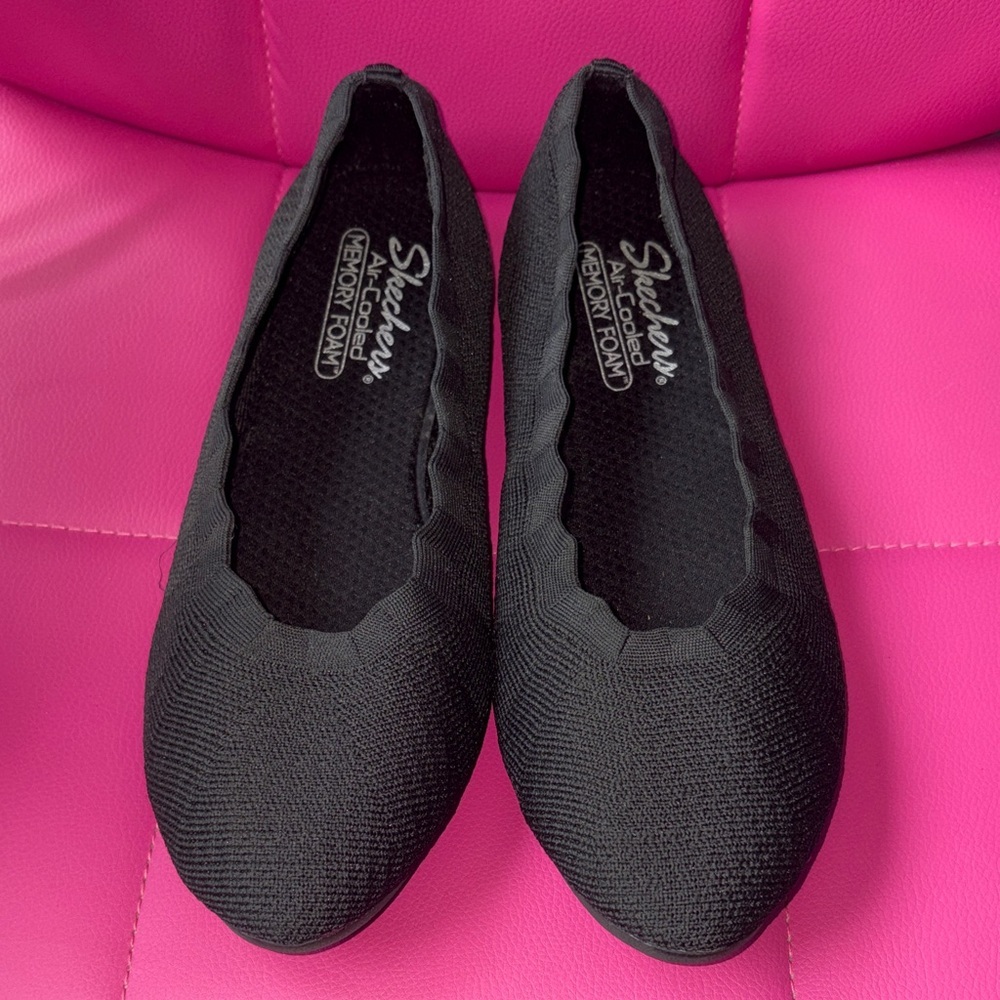 Skechers Women's Cleo 2.0 Love Spell Knit Flats Black Size 7.5